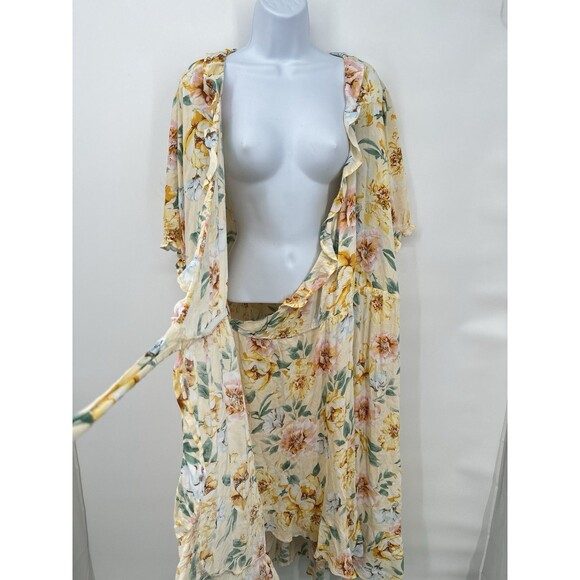 Old Navy rap Mid  Dress Women 3X Multi Pink‎  Floral layered Cotton Wrap V Neck - Picture 6 of 13